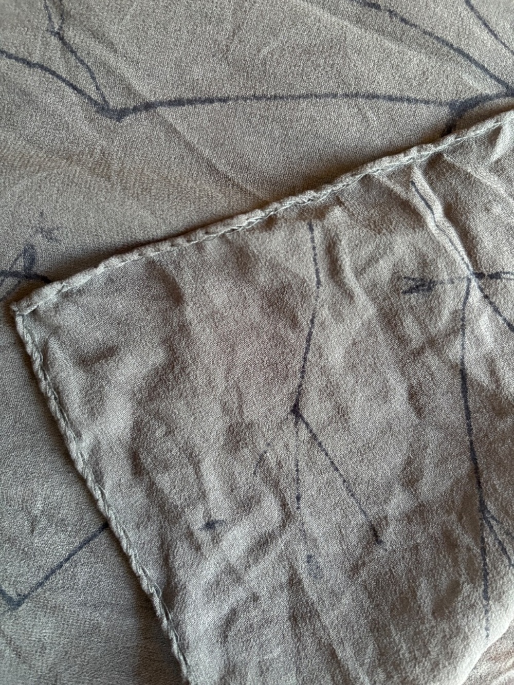 100% Silk Scarf in Gray with a Branch Like Print Sheer - Picture 10 of 13